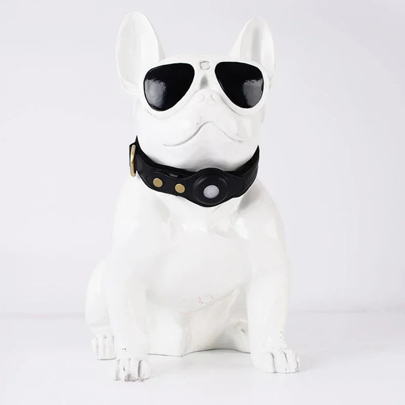 Solid and Anti Loss Genuine Leather Airtag Heavy Duty Dog Collar