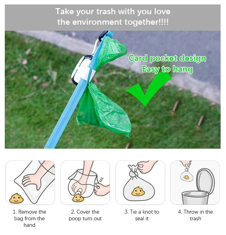 Dog Poop Bags Value Pack, 5 Rolls + 1 Dispenser with Leash Clip, Biodegradable Eco-Friendly Pet Waste Bags, No Wobbling