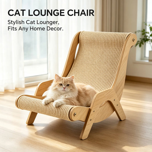 The Cat Recliner Has A Comfortable Cat Scratching Pad With A Wooden Frame. The Cat Hammock Is Made Of Sisal Rope And Is A Pet Beach Chair. The Indoor Nap Room Furniture Includes A High Platform Cat Bed.