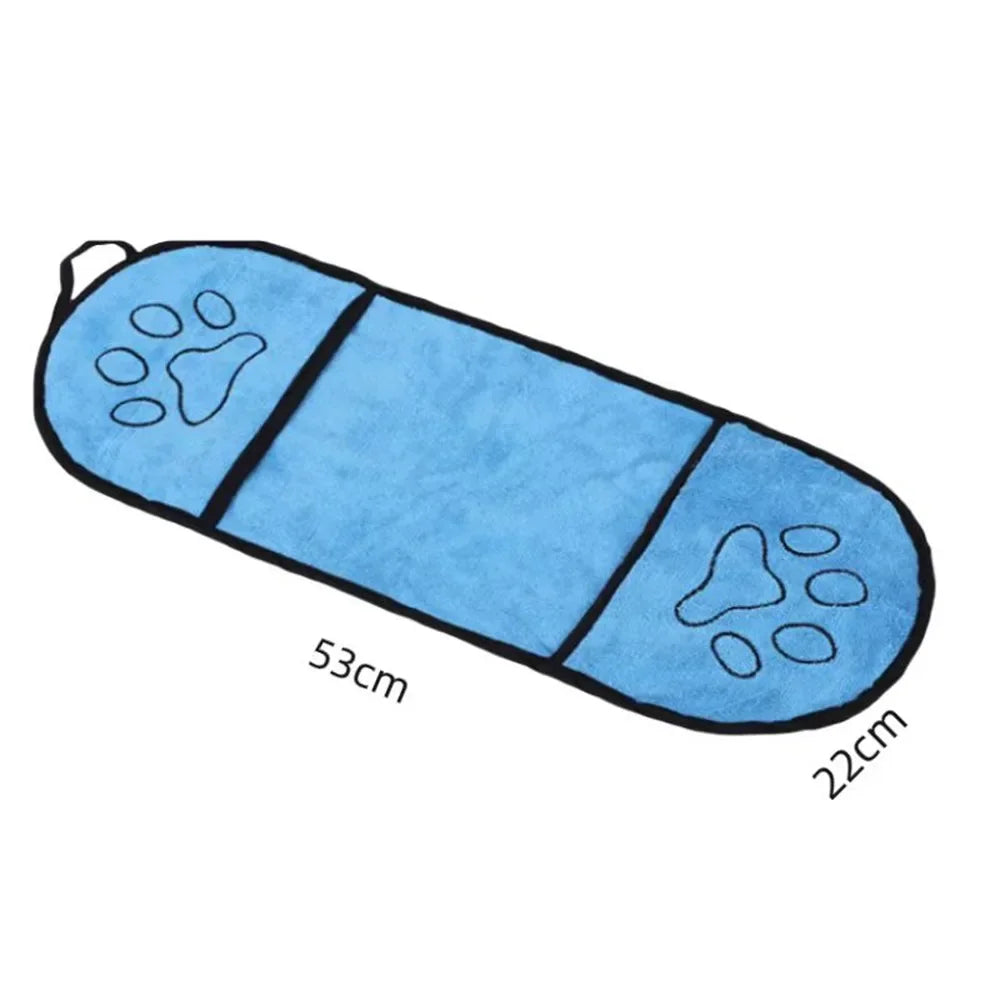 Double-Sided Hand Pocket Pet Bath Towel, Soft Chenille Fabric, Portable with Hanging Loop for Dogs & Cat