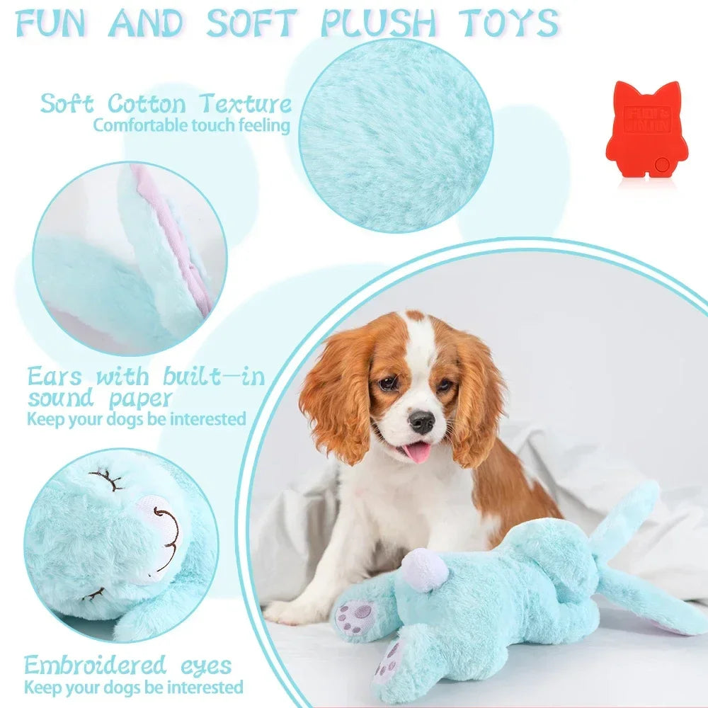 Bunny Plush Dog Heartbeat Toy Puppy Anxiety Relief Calming Sleep Aid Comfort Pillow for Crate Training Small Puppies