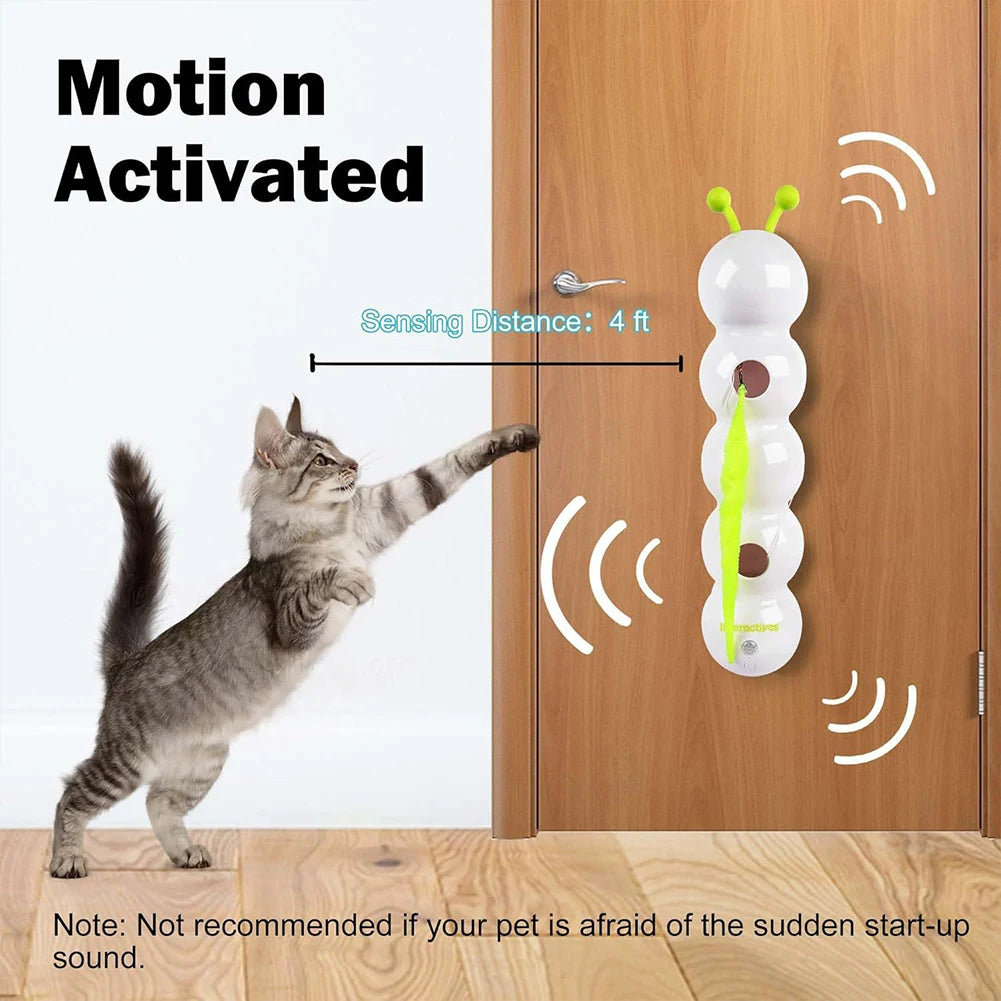 Smart Caterpillars Toy for Cat Interactive Caterpillars Cat Toy Cats Suction Cup Wiggles Worm Cat Toy with Tail for Indoor