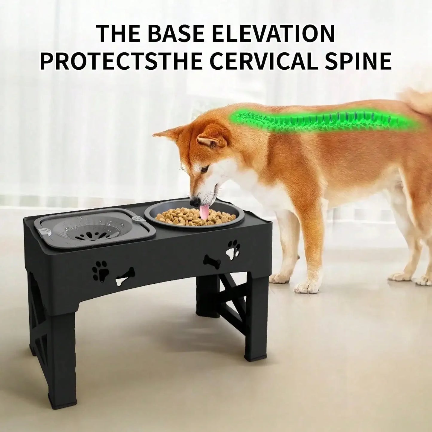 Raised Dog Bowl Stand Anti Slip Feet Double Feeder For Small Medium Large Dogs Cats Pet Bowls
