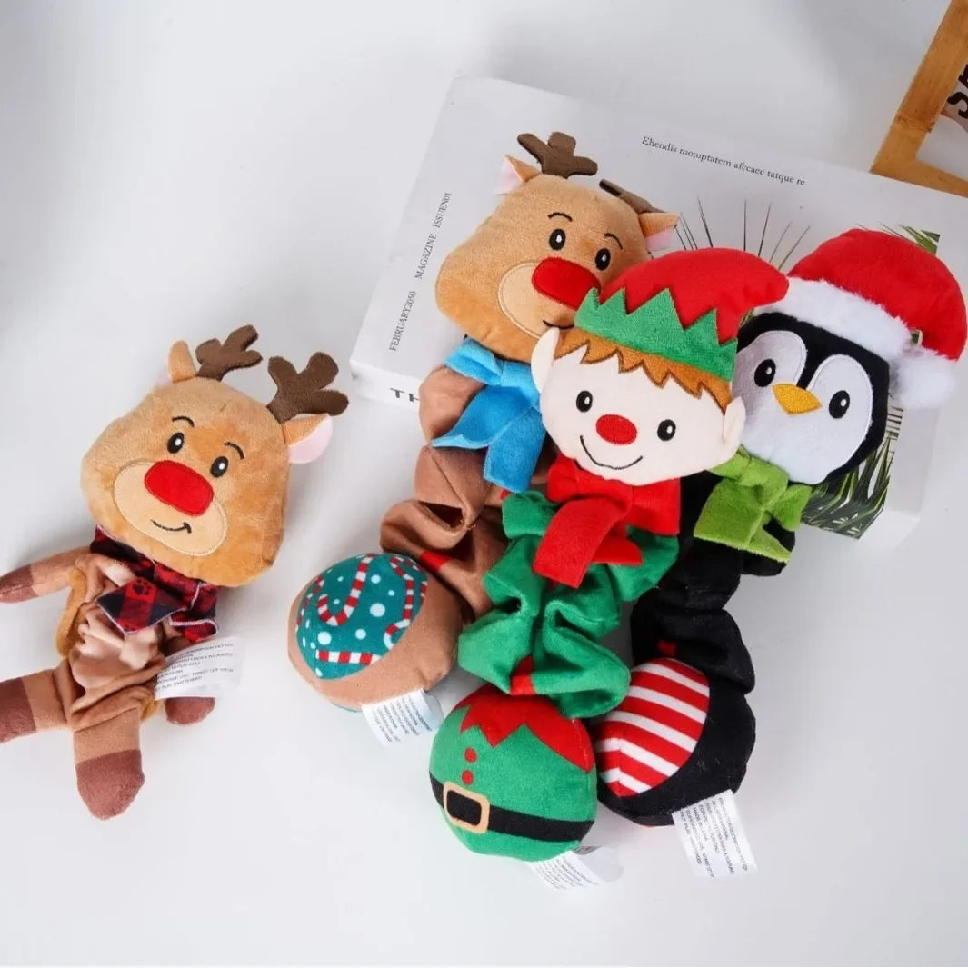 Christmas Elf Penguin Squeaky Dog Toy – Cute Animal Pet Toy, Foldable Xmas Gift for Small/Medium Dogs & Puppies