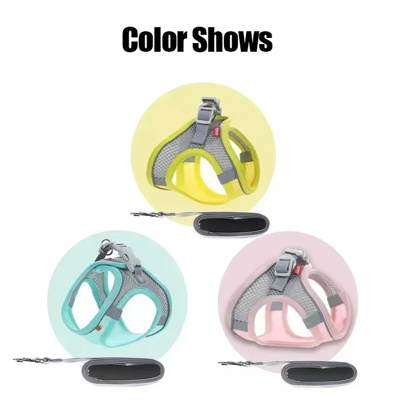 Cat Harness & Leash Set, Adjustable Escape-Proof Breathable Summer Mesh Vest, Outdoor Walking Kitten, Night Reflective