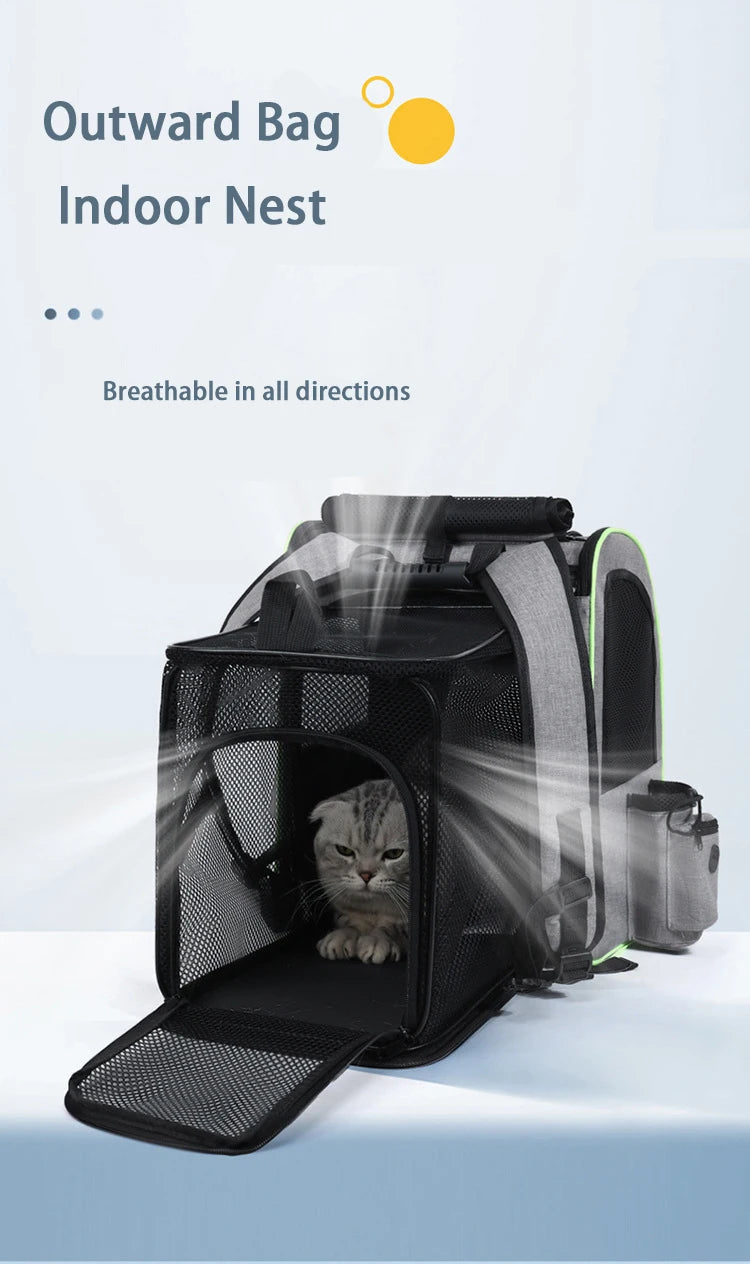 Cat Carrier Backpacks Expandable Cat Backpack with Shade Cover, Breathable Mesh Pet Carrier Backpack Bag for Travel Hiking Campi