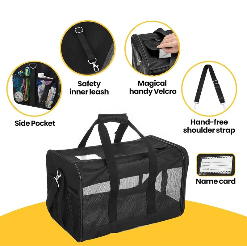 Travel Pet Bag Portable For Outdoor Carrying One Shoulder Breathable Cat Dog Bag Comfort Foldable Handbag Pet Transport Bag