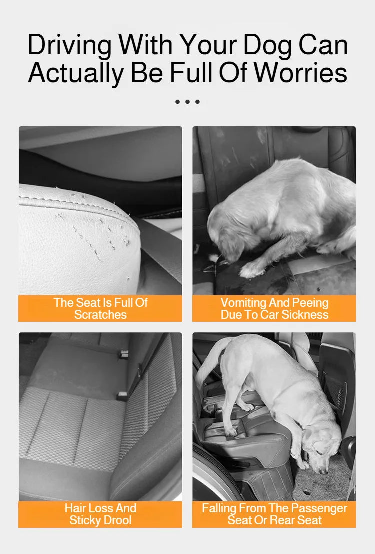 Car Pet Seat Cover Waterproof Hard-Bottom Rear Seat Dog Mat with Mesh Design Car Hammock Pet Bed for Dogs Cats Travel Accessory