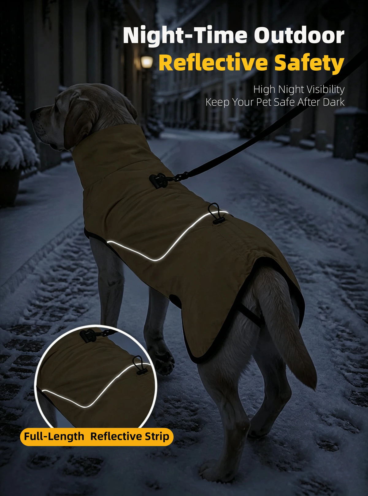 Small Medium Large Dog Winter Coat With Built‑in D‑Ring, Waterproof Snow‑Proof Pullover Dog Jacket, Warm Cotton Pet Clothes for
