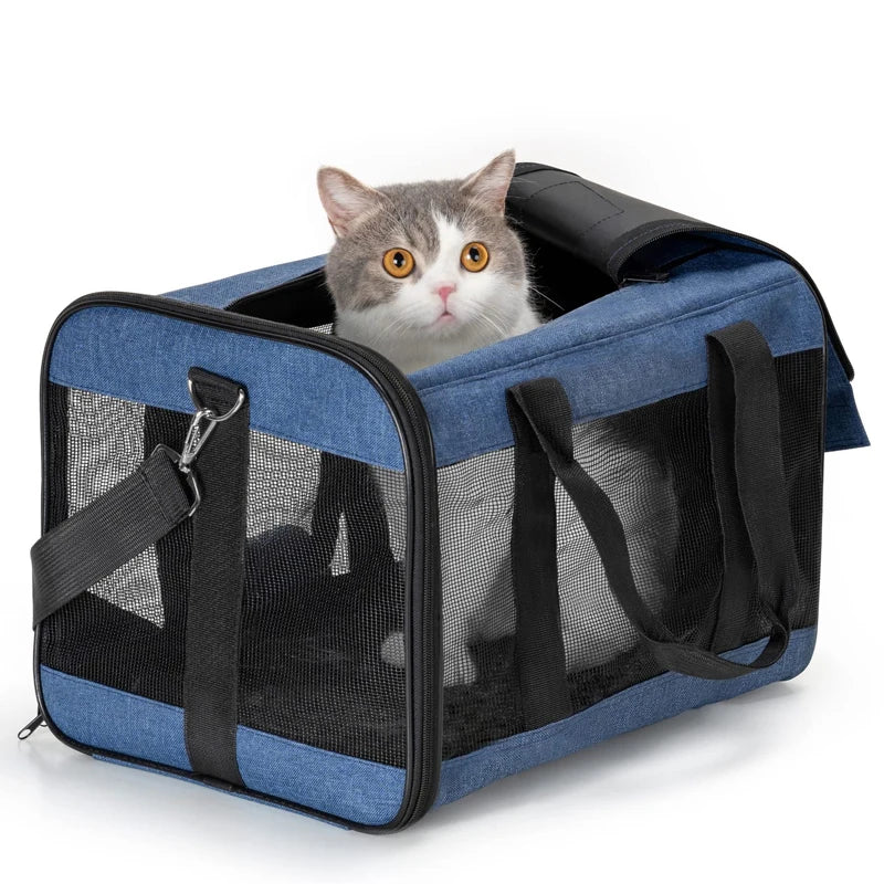 Travel Pet Bag Portable For Outdoor Carrying One Shoulder Breathable Cat Dog Bag Comfort Foldable Handbag Pet Transport Bag