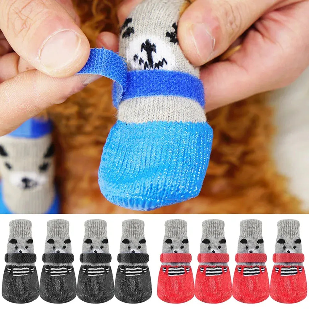 Dog Socks Warm Knit Socks for Cats and Dogs Waterproof Dog Shoes Scratch-proof Foot Covers Anti Scald Feet Pet Socks Teddy Socks
