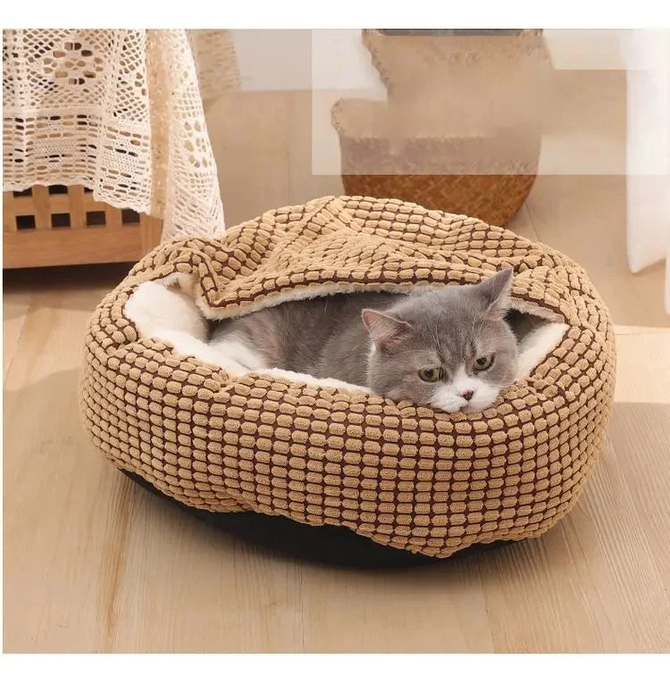 Round Pet Bed For Dog Cat Puppy House Warm Mat Winter Blankets Anti-Stress Orthopedic Fluffy Cat Dog Bed, Suitable For Winter