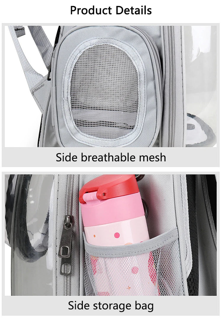 Pet Cat Carrying Bag Breathable Portable Pet Outdoor Travel Backpack Transparent Bag Carrier Pet Transport Space Capsule Bag