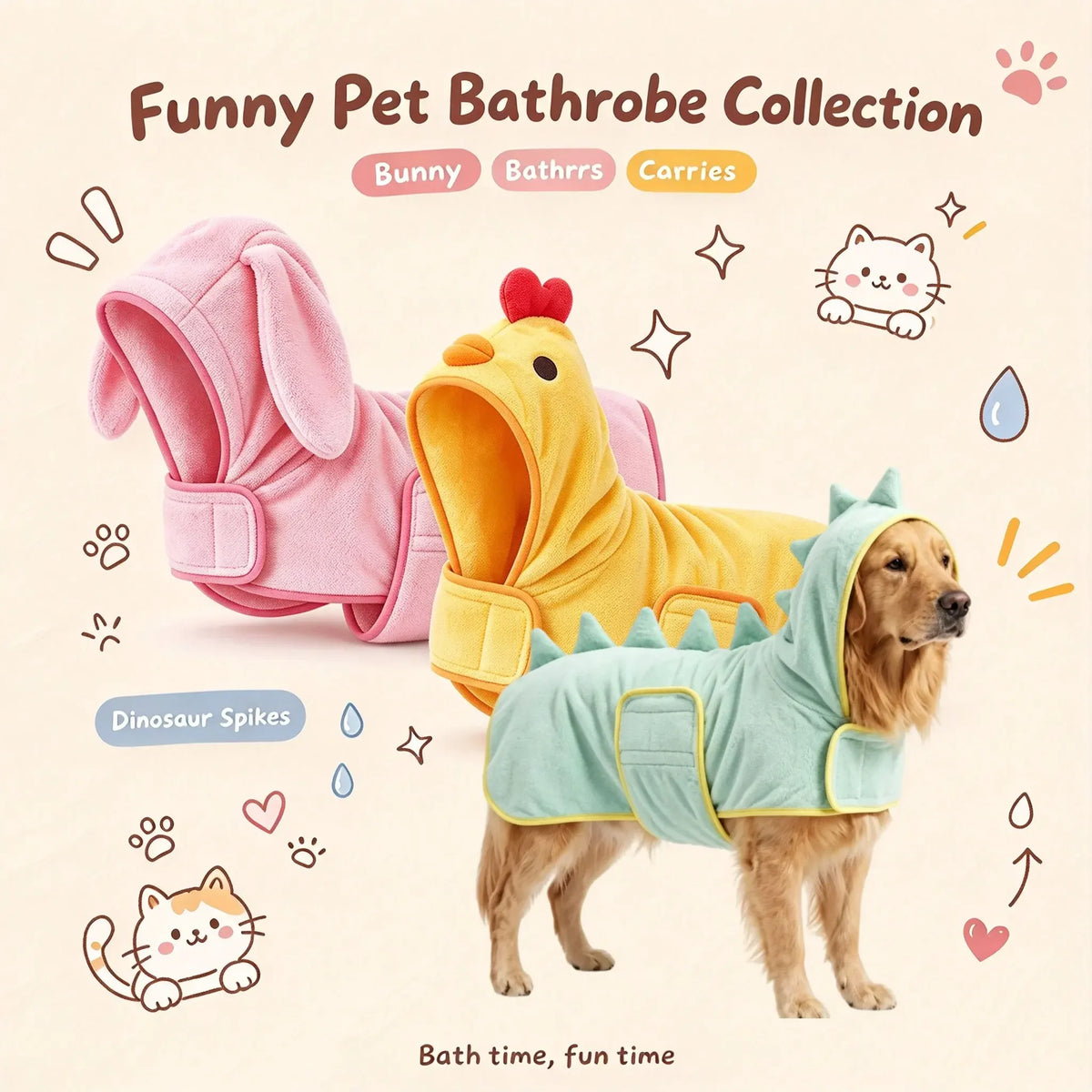 Pet Bathrobe for Small & Medium Dogs, Soft Absorbent Towel Robe, Full Wrap, Teddy Schnauzer, Pet Supplies