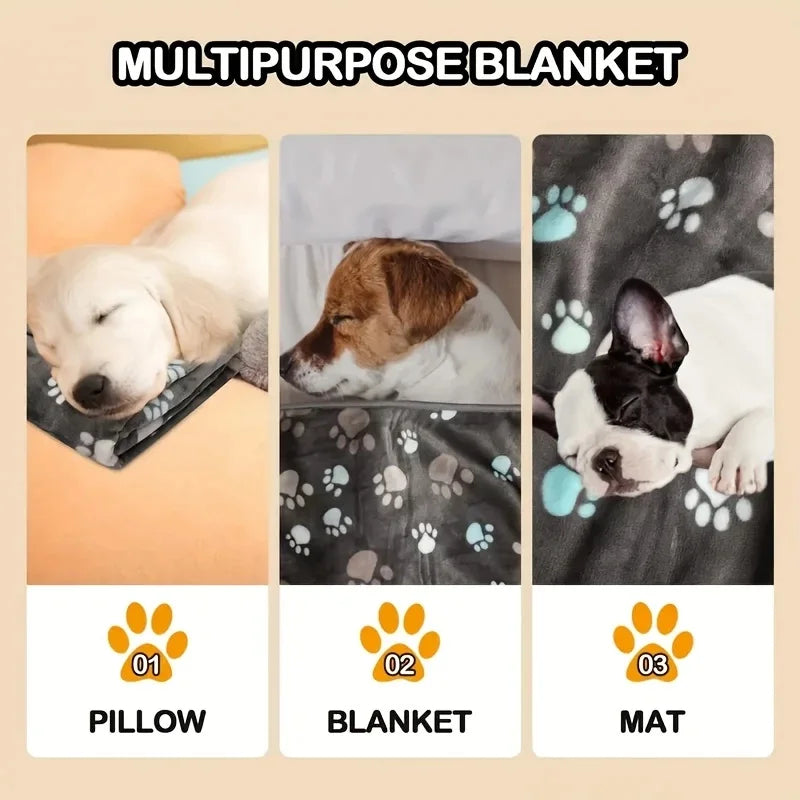 3PCS Soft Flannel Fleece Cat Dog Blanket Bed Mats Paw Foot Print Warm Pet Blanket Sleeping Beds Cover Mat For Pets Supplies
