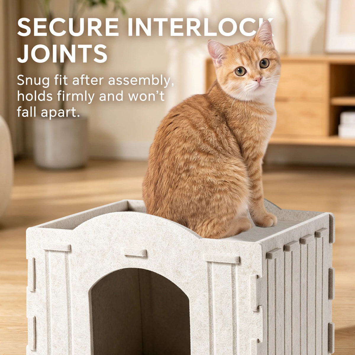 Christmas Pet Gifts - Square Felt Cat Bed, Won't Collapse, Perfect For Sleeping And Playing. Semi-Enclosed Felt Cat Bed, Suitable For All Seasons - Comfortable Indoor Cat Cube Bed.