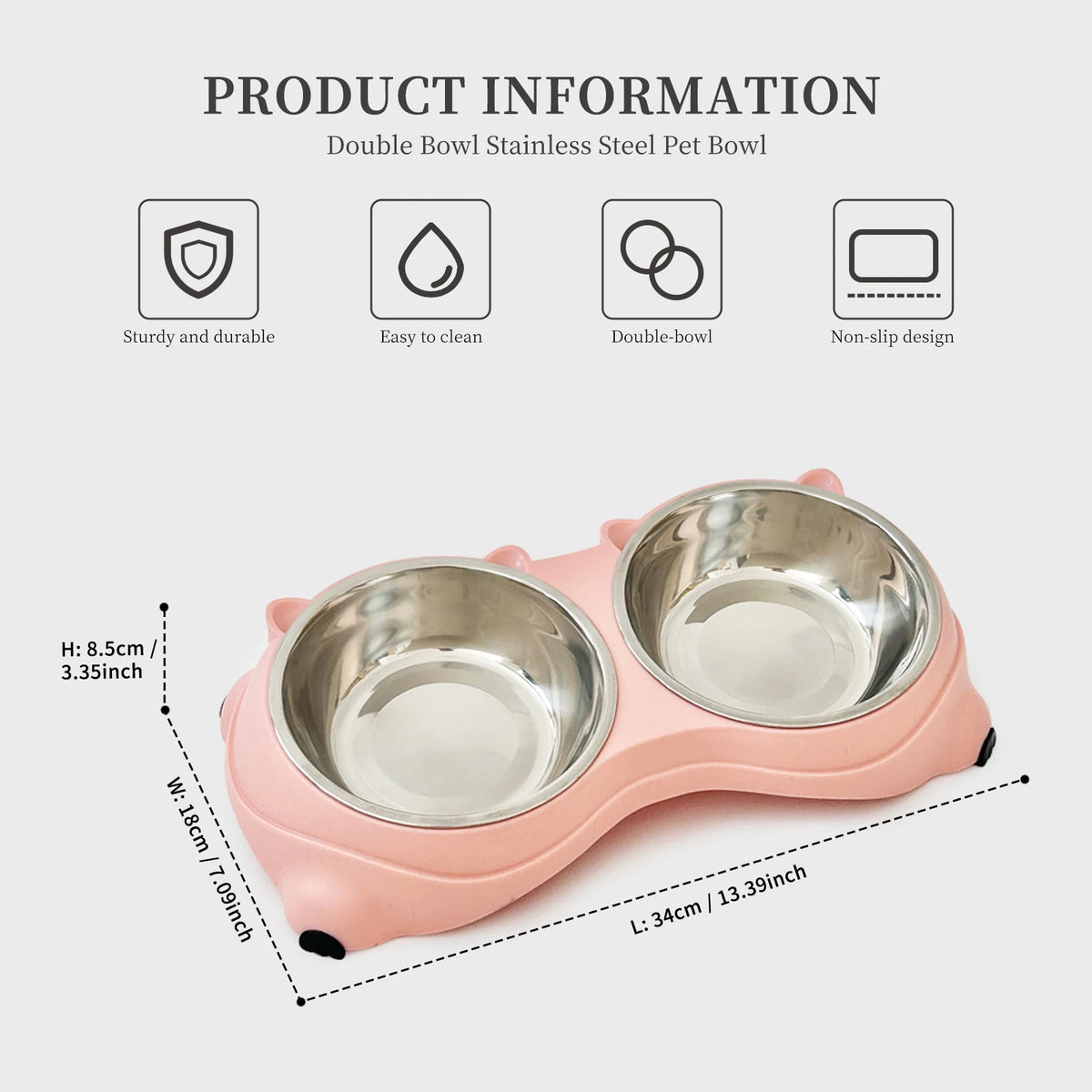 Simple And Cute Macaron Pure Color Stainless Steel Pet Double Bowl For Cats Dogs Feeding And Drinking Bowl Feeder