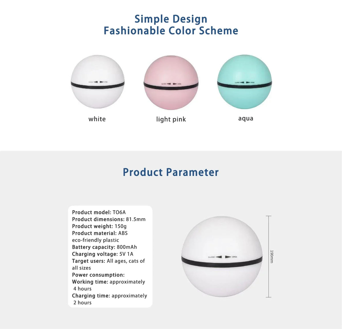 Smart Automatic Cat Toy Ball USB Rechargeable Self‑Rotating Rolling Cat Ball Obstacle Avoidance Interactive Pet Toy for Indoor Cats Kitten