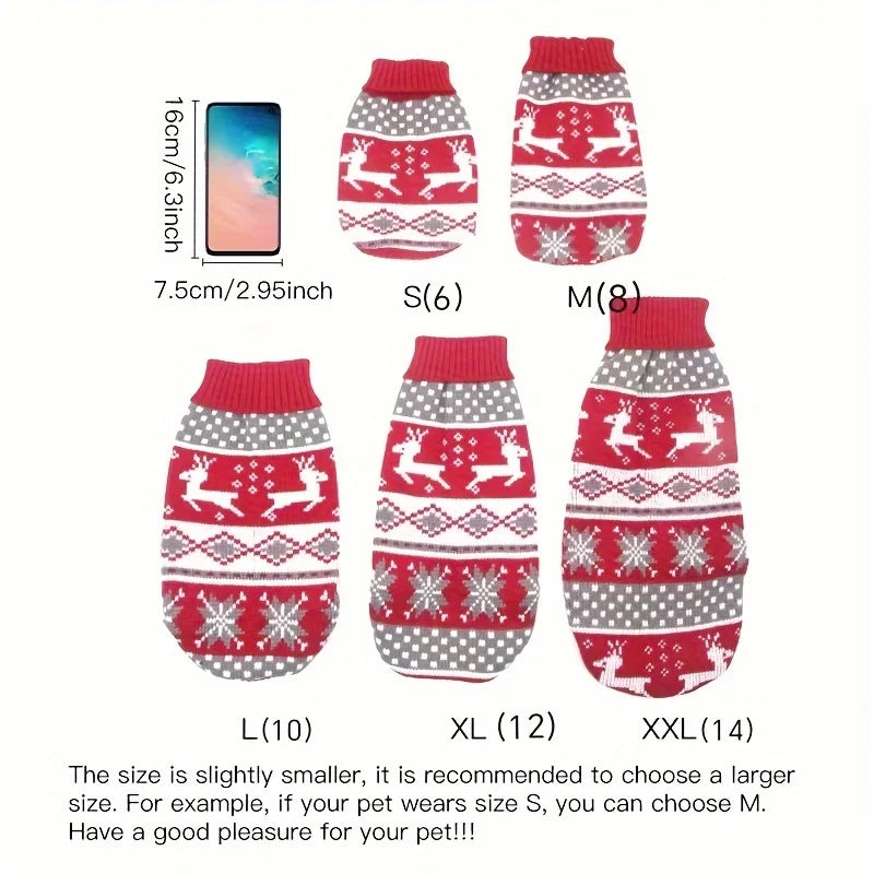 Christmas Style Pet Dog Sweater New Year Costume For Cat Cute Knitted Wool Puppy Clothes Warm Soft Winter Apparel For Medium Pet