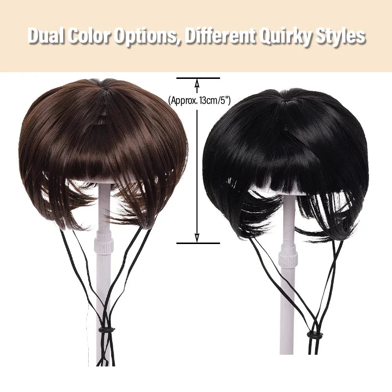 Dog Cat Clown Wig, Funny Pet Cosplay Wig with Adjustable Straps, Synthetic Short Bob Hairpiece for Halloween Party