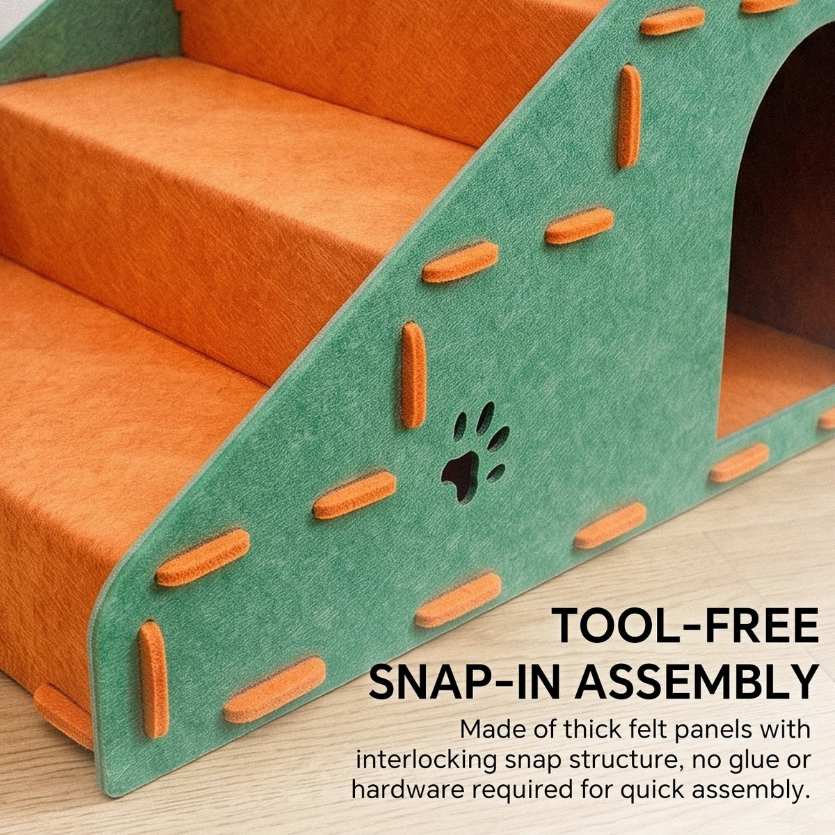 Three-In-One Multi-Functional Cat Staircase - 4-Step Portable Pet Staircase, Suitable For Beds, Sofas, Cat Climbing Frames, Ramps, Headboard Ramps, Durable Felt Cat Beds And Scratching Posts, Stable Ladder Suitable For Kitten