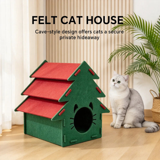 Christmas Tree-Shaped Cat House for Indoor Cats – Ultra-Lightweight & Washable, Easy to Assemble, Year-Round Seasonal Home