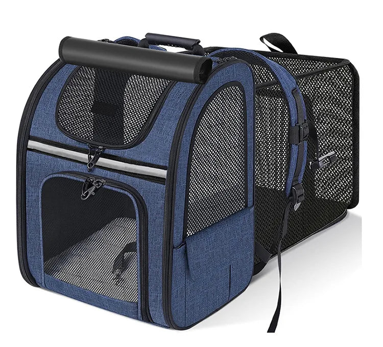 Expandable Pet Carrier Backpack, Breathable Large Capacity Travel Bag, Outdoor Hiking Backpack for Cats and Small Dogs