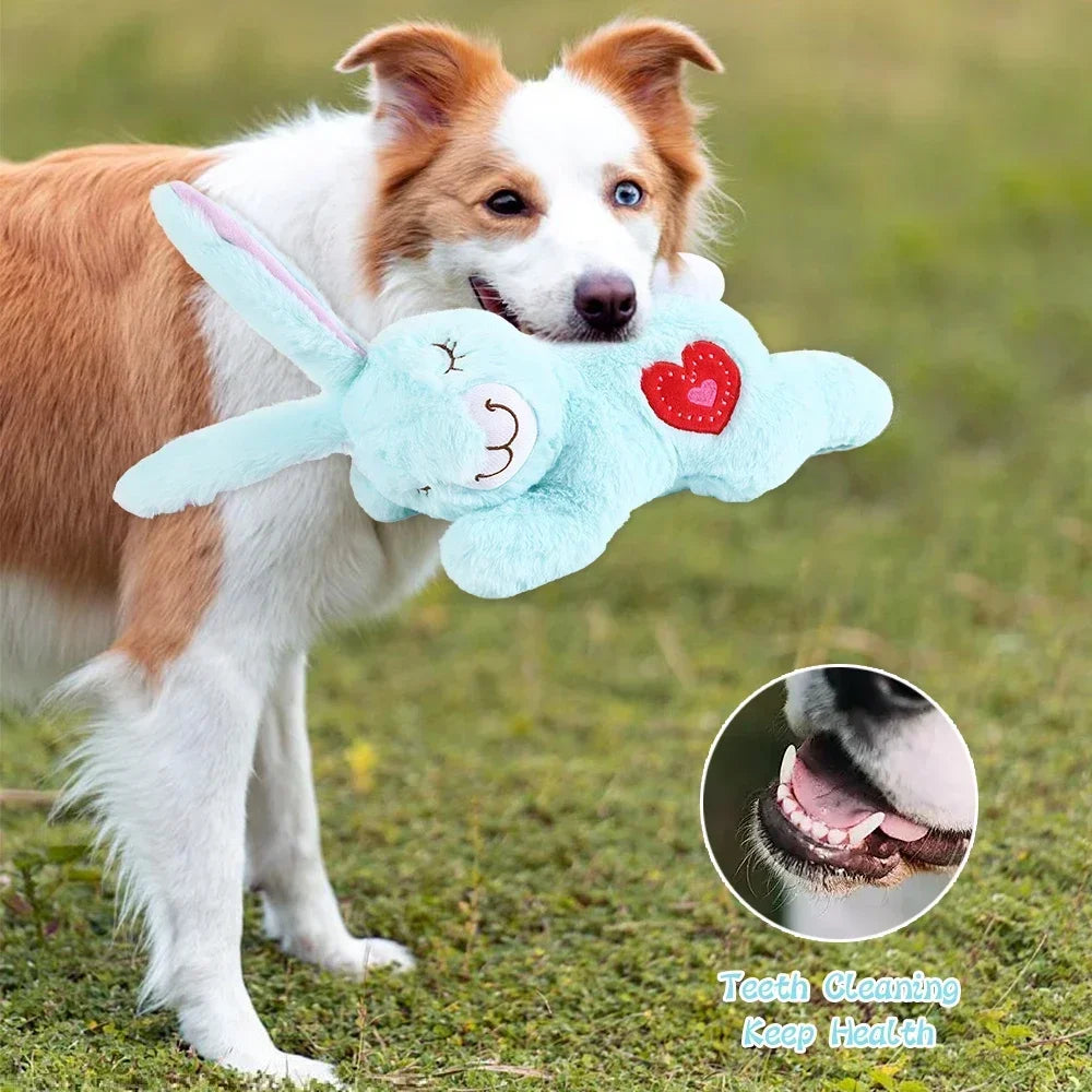 Bunny Plush Dog Heartbeat Toy Puppy Anxiety Relief Calming Sleep Aid Comfort Pillow for Crate Training Small Puppies