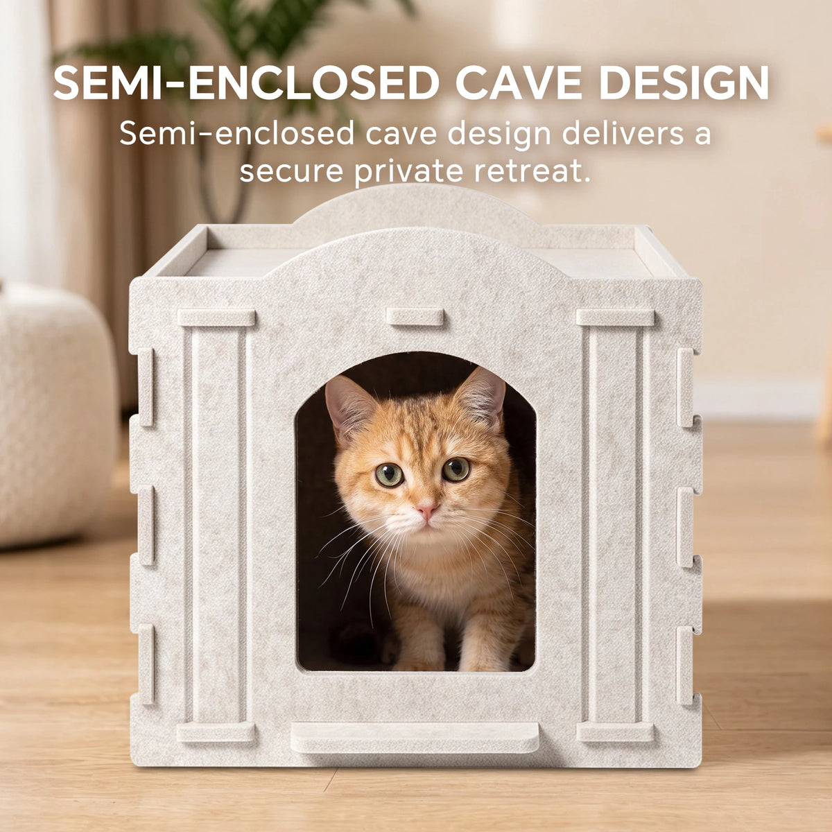 Christmas Pet Gifts - Square Felt Cat Bed, Won't Collapse, Perfect For Sleeping And Playing. Semi-Enclosed Felt Cat Bed, Suitable For All Seasons - Comfortable Indoor Cat Cube Bed.