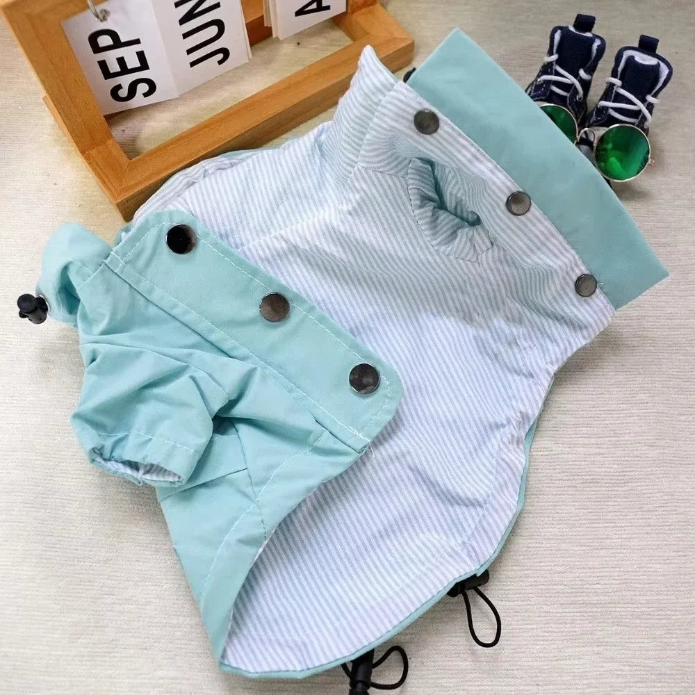 Waterproof Pet Dog Coat for Small Medium Large Dogs, Hooded Windproof Dog Raincoat Jacket, Light Blue Pet Clothes