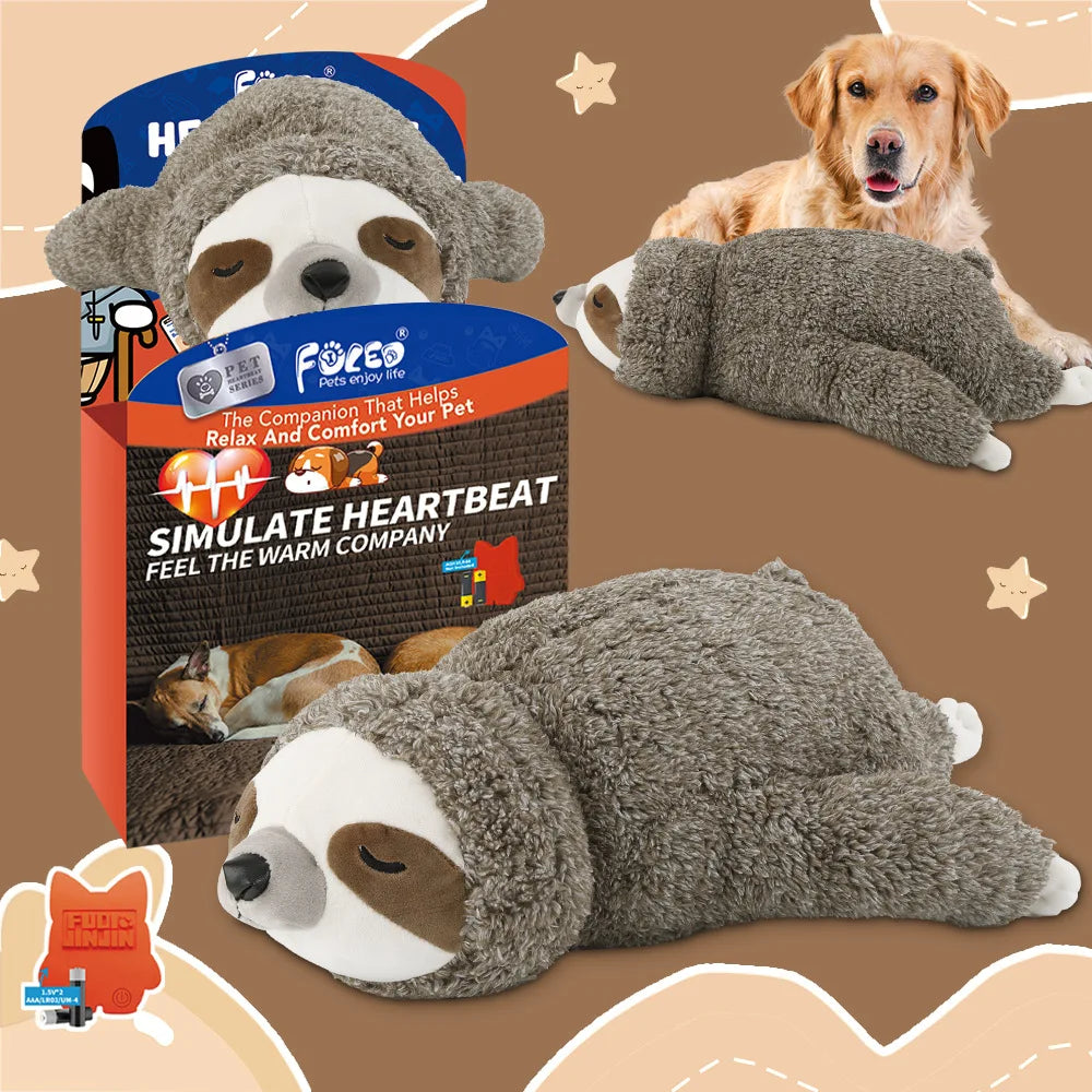 et Heartbeat Sloth Plush Toy Dog Anxiety Relief Puppy Sleep Companion Soft Stuffed Toy for Separation Stress