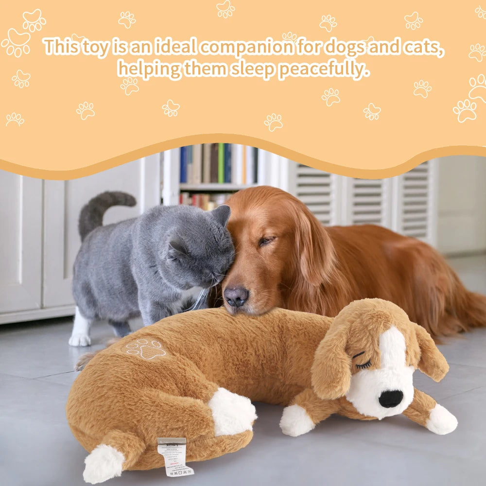 Curved Pillow Dog Heartbeat Toy for Comfort And Behavioral Training Heartbeat Stuffed Toy for Dogs And Cats