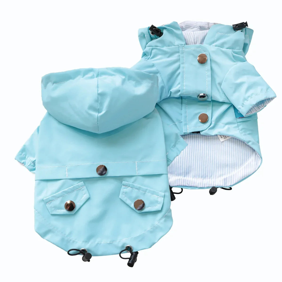 Waterproof Pet Dog Coat for Small Medium Large Dogs, Hooded Windproof Dog Raincoat Jacket, Light Blue Pet Clothes