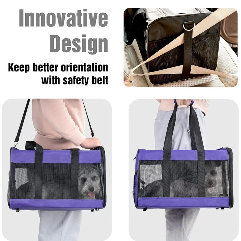 Travel Pet Bag Portable For Outdoor Carrying One Shoulder Breathable Cat Dog Bag Comfort Foldable Handbag Pet Transport Bag