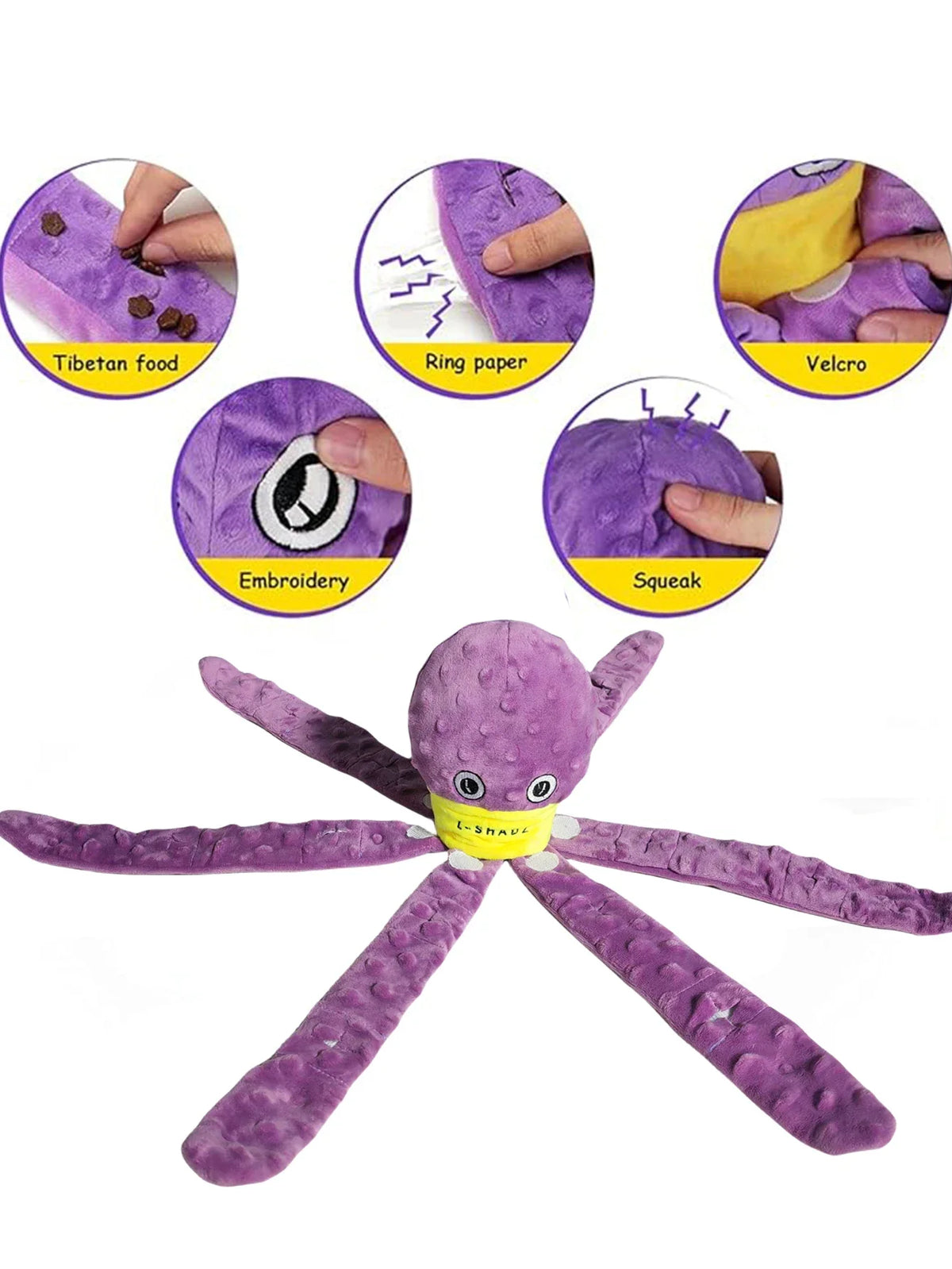 Plush Octopus Dog Snuffle Toy – Interactive Puzzle Chew Toy & Slow Feeder for Puppies