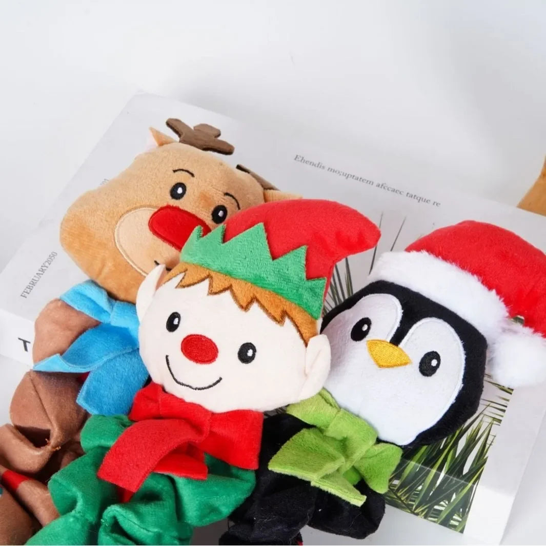 Christmas Elf Penguin Squeaky Dog Toy – Cute Animal Pet Toy, Foldable Xmas Gift for Small/Medium Dogs & Puppies