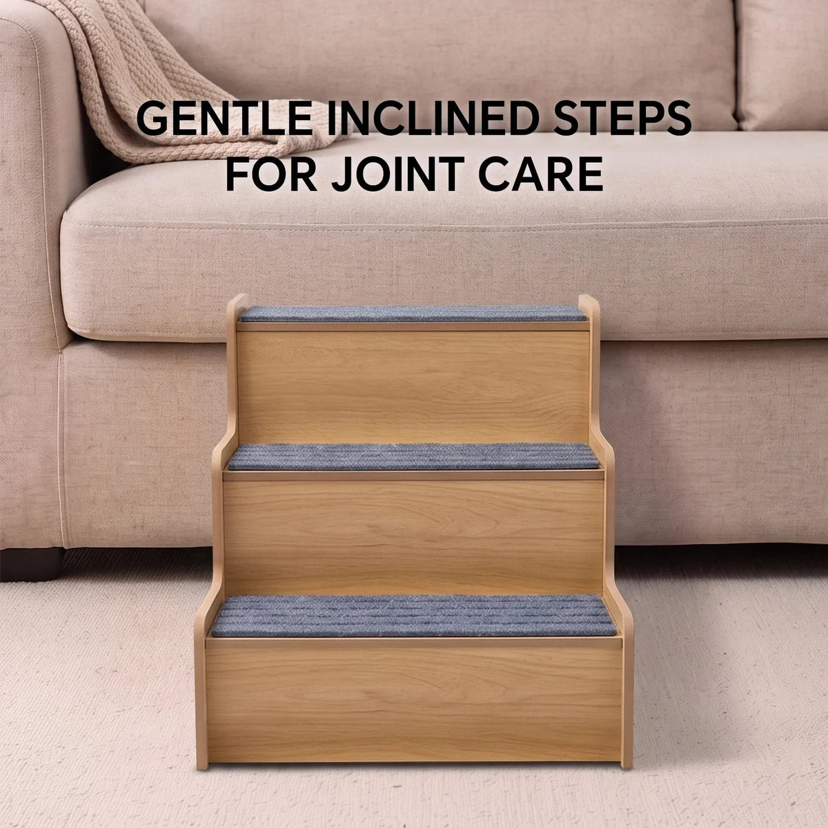 3 Step Wooden Pet Stairs Non Slip Dog Climbing Ladder for Small Dogs Cats Older Animals Climbing Ramp Pet Supplies