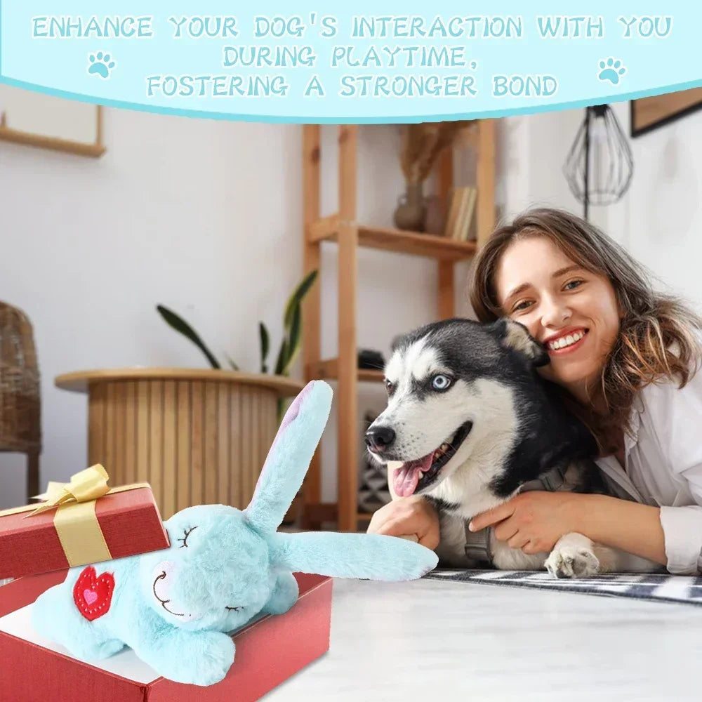 Bunny Plush Dog Heartbeat Toy Puppy Anxiety Relief Calming Sleep Aid Comfort Pillow for Crate Training Small Puppies