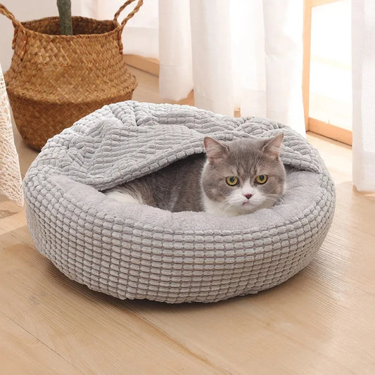 Round Pet Bed For Dog Cat Puppy House Warm Mat Winter Blankets Anti-Stress Orthopedic Fluffy Cat Dog Bed, Suitable For Winter