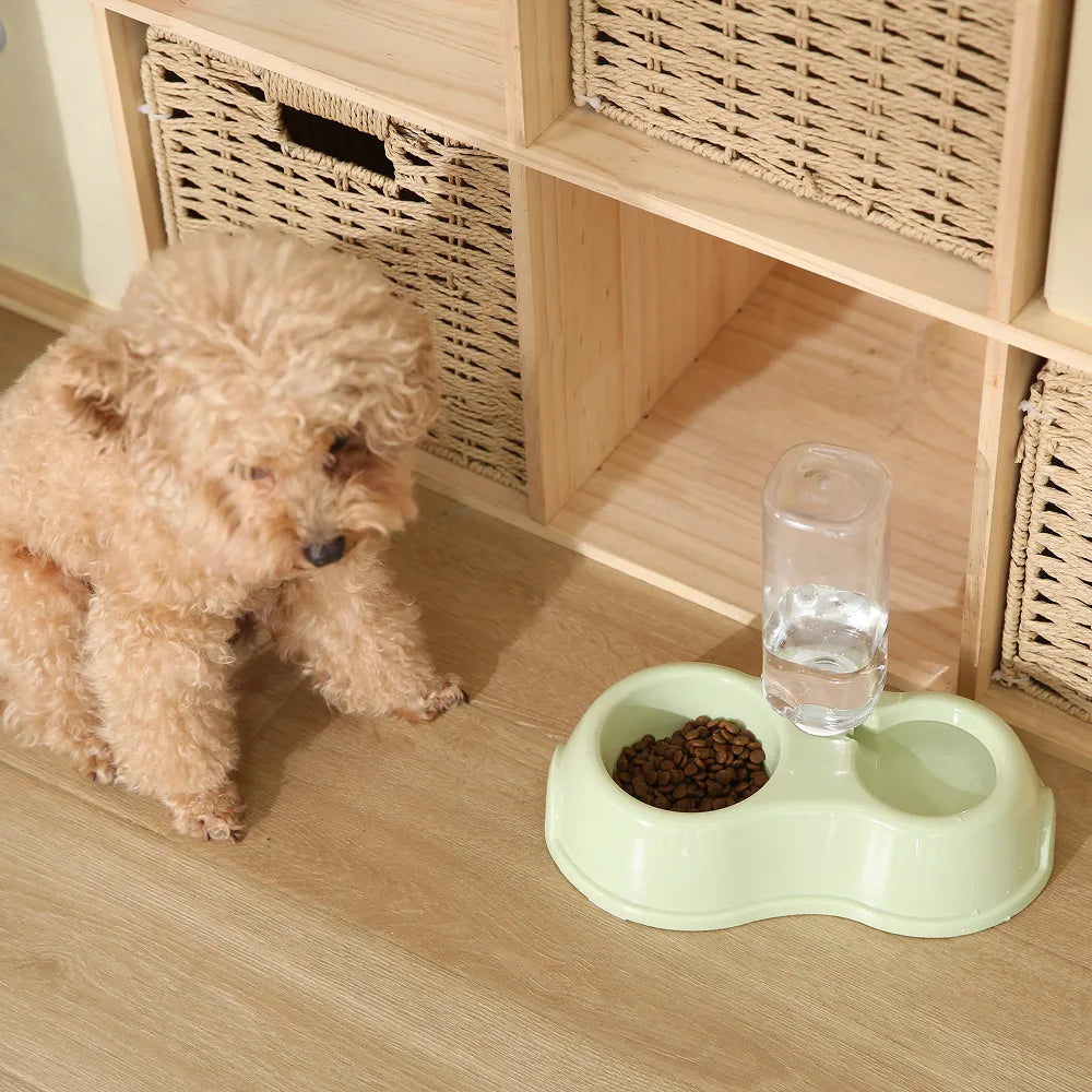 7PCS/Carton Automatic Pet Feeder and Water Dispenser 2-in-1 Dog Cat Food Bowl with Gravity Water Bottle Anti-Slip Easy Clean Feeding Bowl