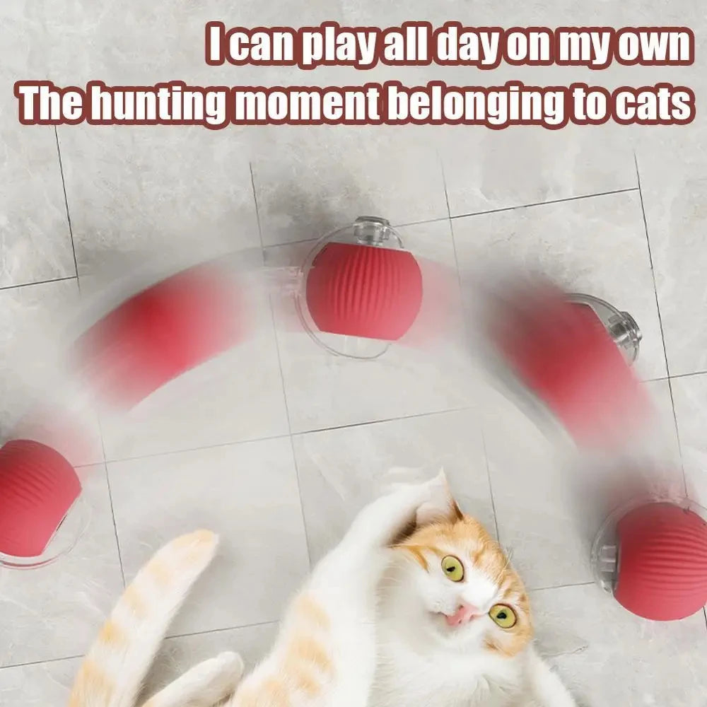 【In Stock】Self Moving Smart Cat Toy Ball 3 Speed Adjustable LED Interactive Play Ball with Durable Rope Tail for Indoor Cats