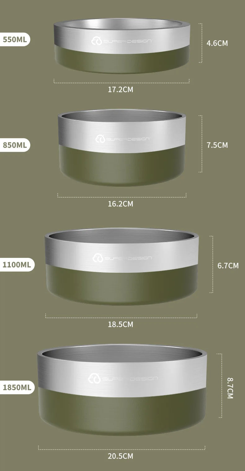 Dog Bowl for Food and Water Stainless Steel Pet Feeding Bowl Durable Non-Skid Double Wall Insulated  for Small Medium Large Pets