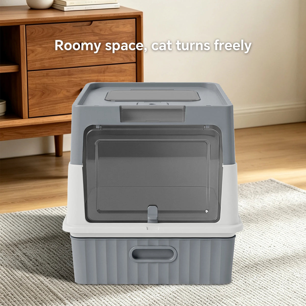 Draw-Out Fully Enclosed Pet Cat Litter Box With Large Space Removable Easy To Clean Anti-Slip Durable And Comes With A Shovel