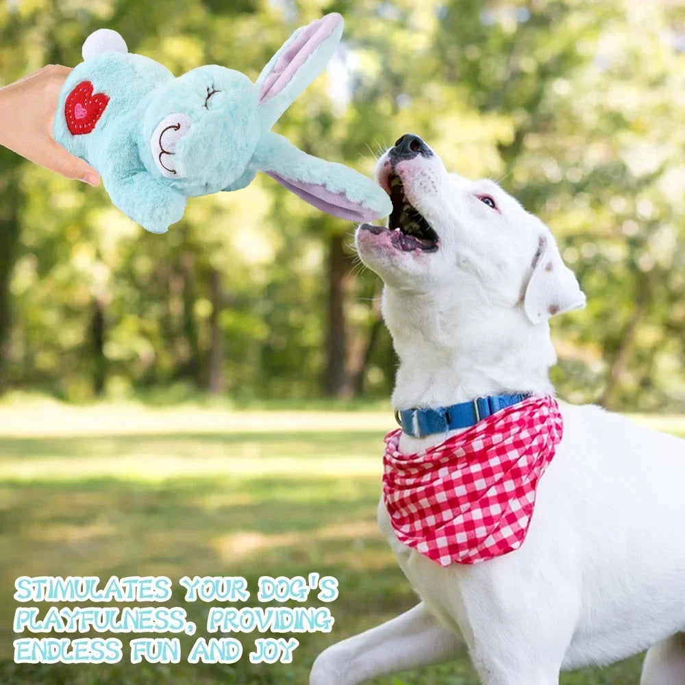 Bunny Plush Dog Heartbeat Toy Puppy Anxiety Relief Calming Sleep Aid Comfort Pillow for Crate Training Small Puppies