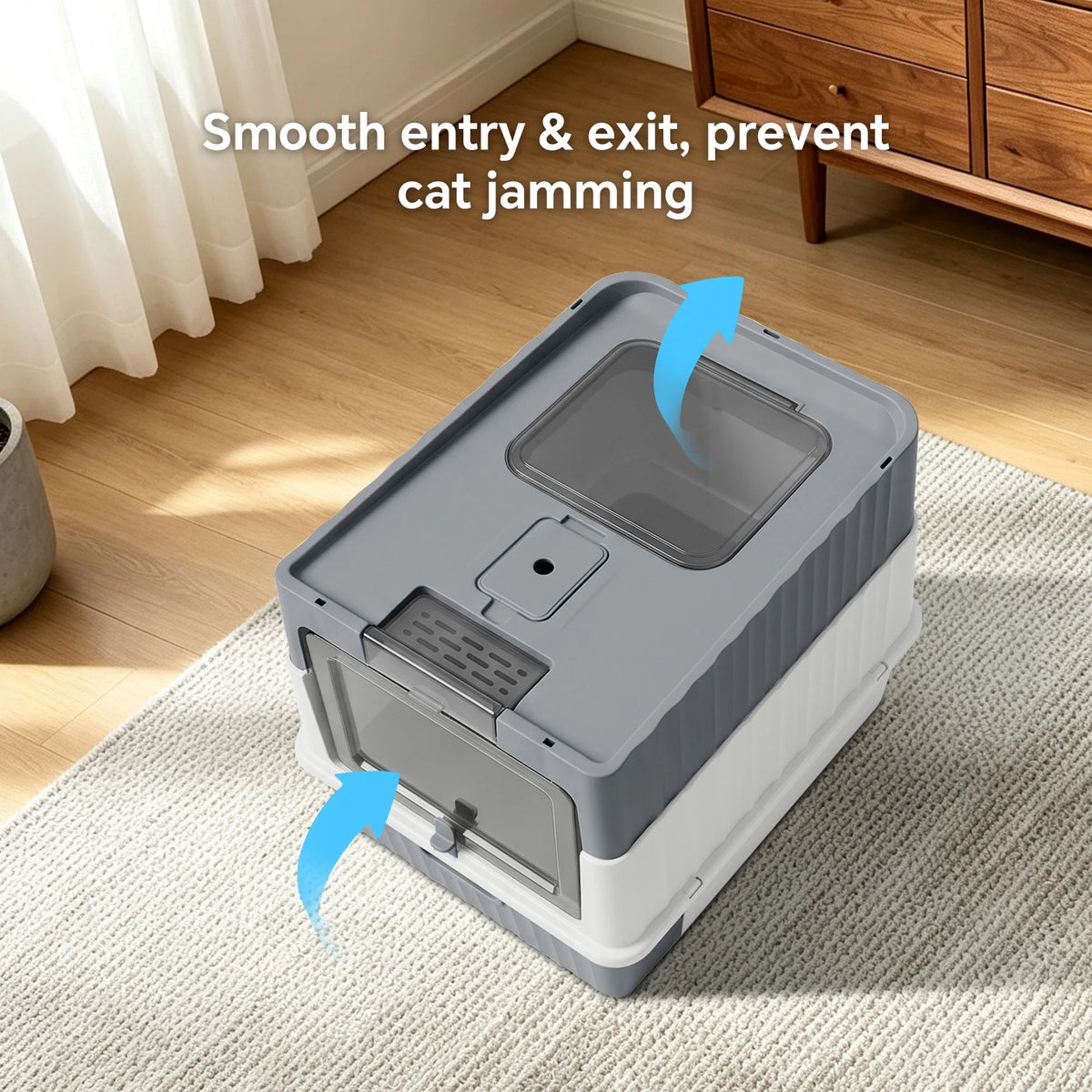 Draw-Out Fully Enclosed Pet Cat Litter Box With Large Space Removable Easy To Clean Anti-Slip Durable And Comes With A Shovel