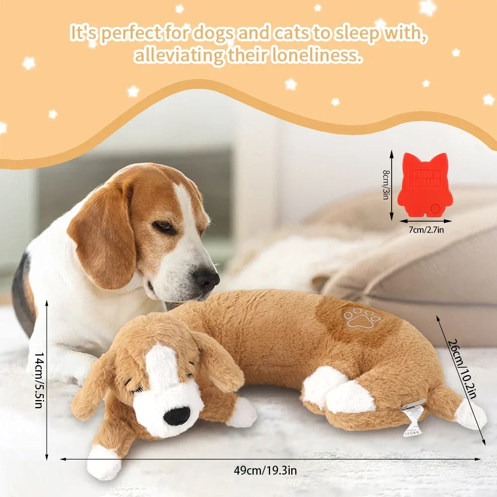 Curved Pillow Dog Heartbeat Toy for Comfort And Behavioral Training Heartbeat Stuffed Toy for Dogs And Cats