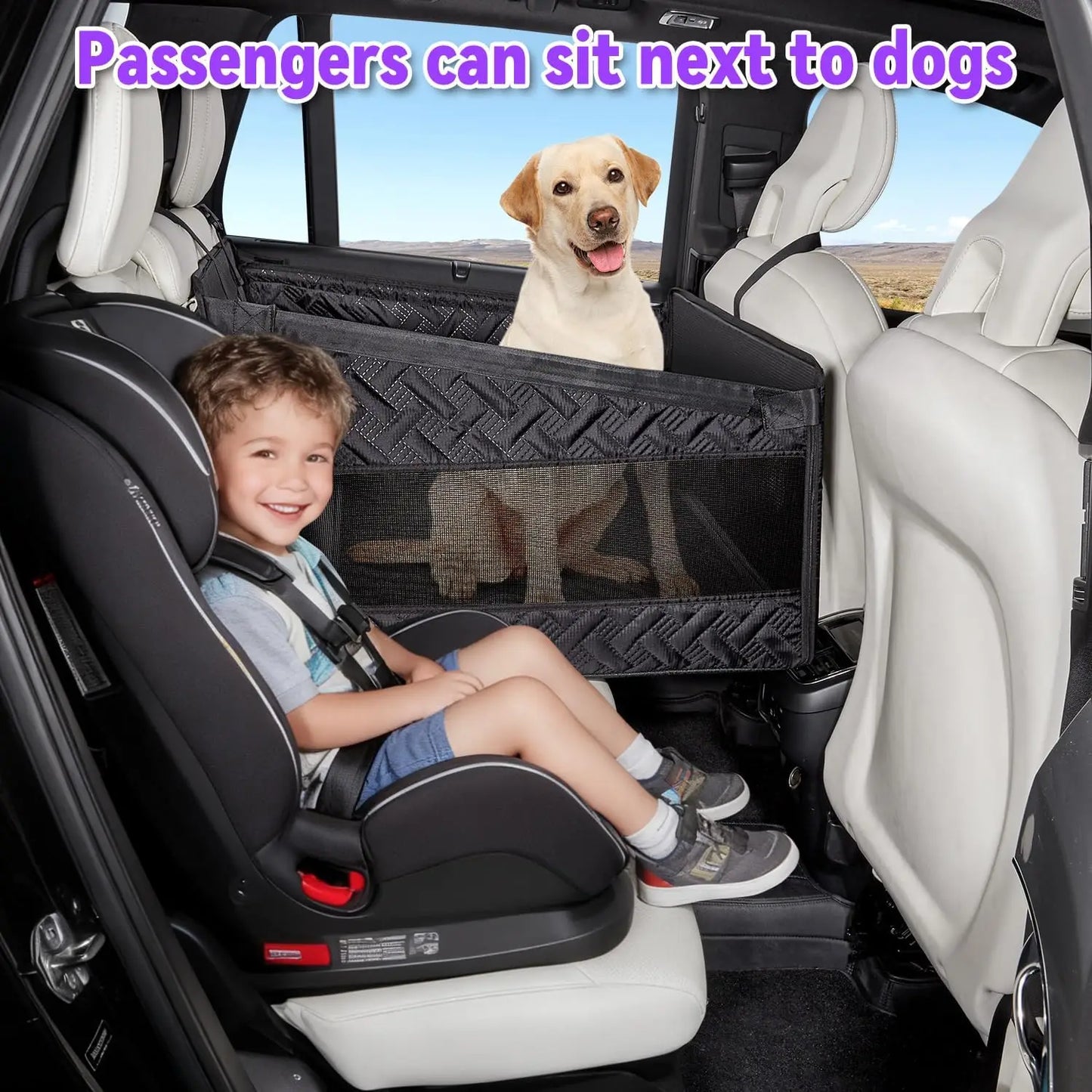 Car Pet Seat Cover Waterproof Hard-Bottom Rear Seat Dog Mat with Mesh Design Car Hammock Pet Bed for Dogs Cats Travel Accessory