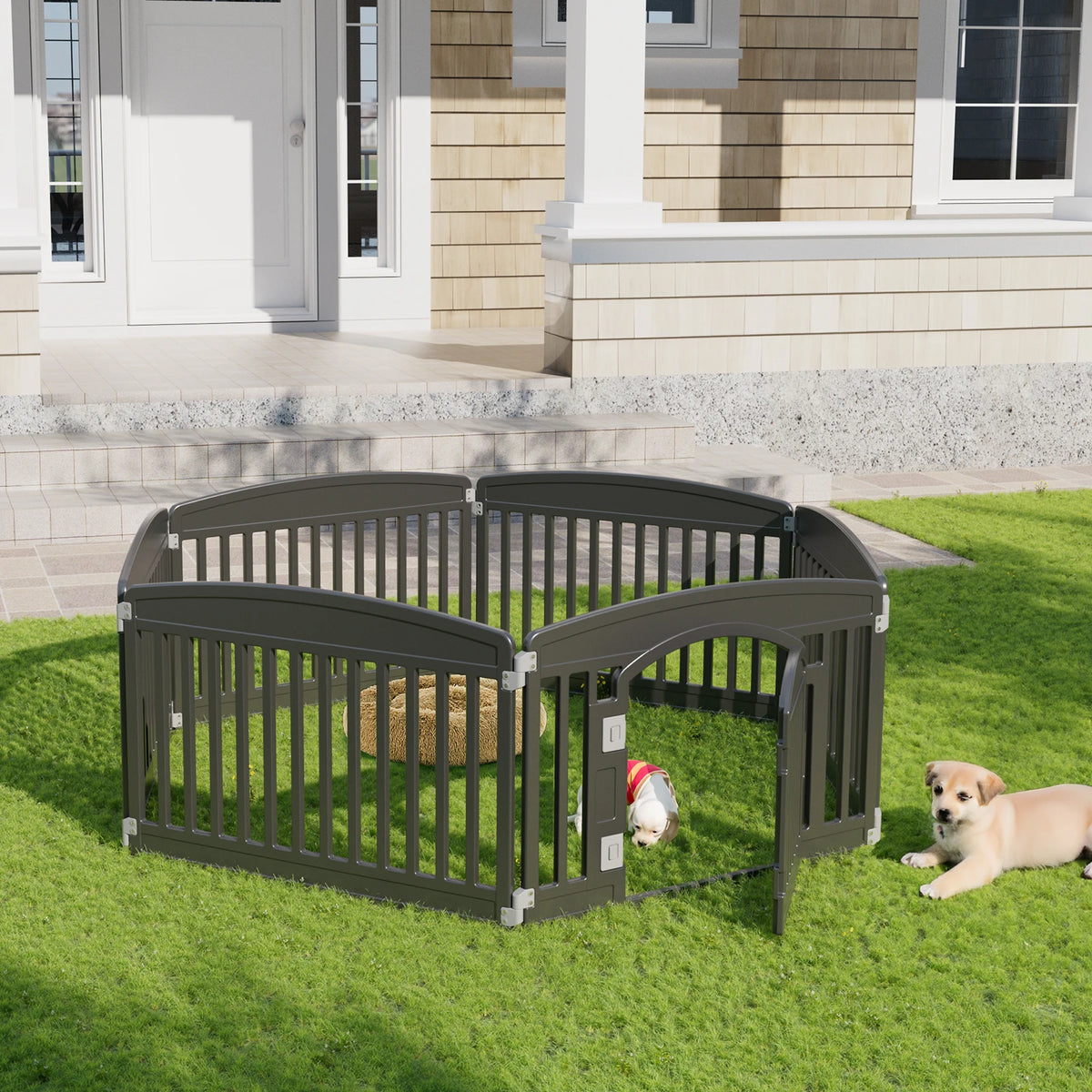 Plastic Dog Playpen 6 Panel 24IN Expandable Durable Pet Fence for Medium Dogs Indoor Outdoor Folding Portable Puppy Playpen