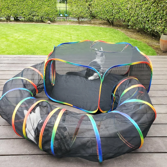 Outdoor Playground Cat Cage Outdoor Cat Tunnel Outdoor Portable Cat Tent with Storage Bag Outdoor Cat Fence Pet Fence