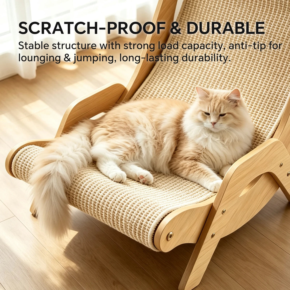 The Cat Recliner Has A Comfortable Cat Scratching Pad With A Wooden Frame. The Cat Hammock Is Made Of Sisal Rope And Is A Pet Beach Chair. The Indoor Nap Room Furniture Includes A High Platform Cat Bed.